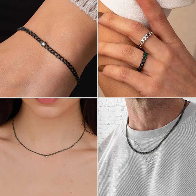 [33FT] Gunmetal Stainless Steel Curb Chains for Jewelry Making, 2mm Wide 304 Stainless Steel Cuban Link Chain Roll Bulk for DIY Jewelry Making Craft