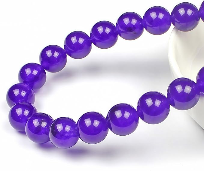 MJDCB Natural Stone Beads Purple Jade Round Loose Beads for Jewelry Making DIY Bracelet Necklace (12mm)