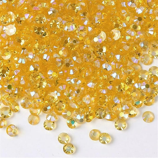 500 Pieces SS30 6mm Flatback Rhinestones AB Clear Round Gems Crystals for Nail Art DIY Crafts Clothes Shoes Bags （Transparent Golden Yellow AB）