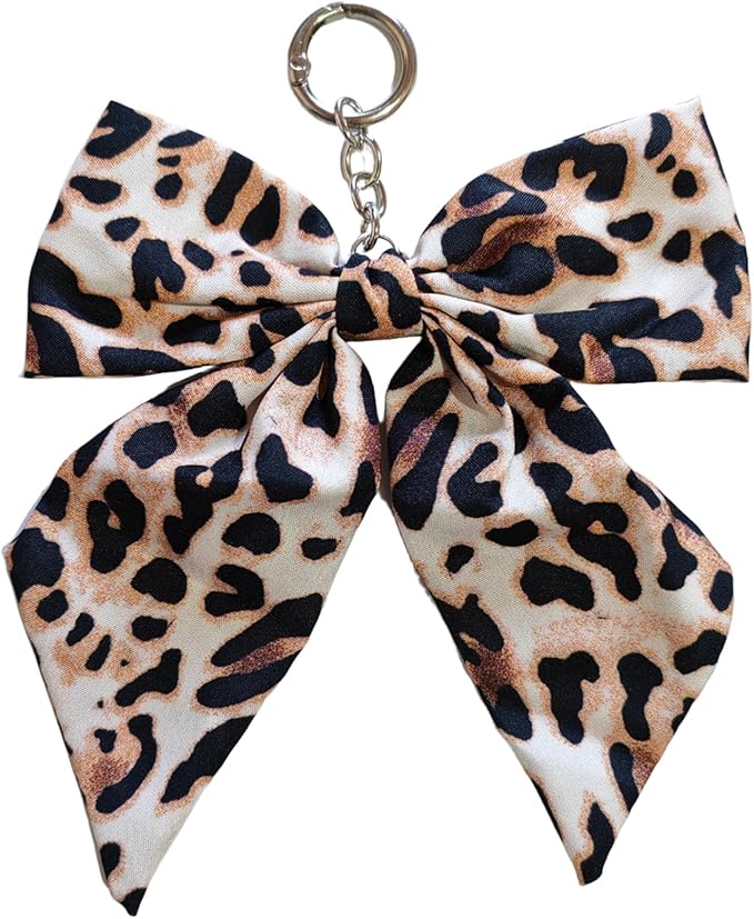 HUIJUFU Bow Keychain Purse Bag Charms for Handbags Backpacks,Leopard Print（Leopard print）
