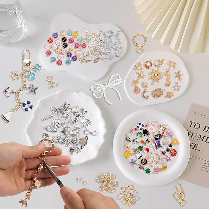 360 Pcs Charms Lip Gloss Keychain Making Kit,Including Key Clips, Lobster Claw Keychains, Extension Chains, Jewelry Pliers, and Bag Charm kit, Suitable for Jewelry Making Christmas gift for women