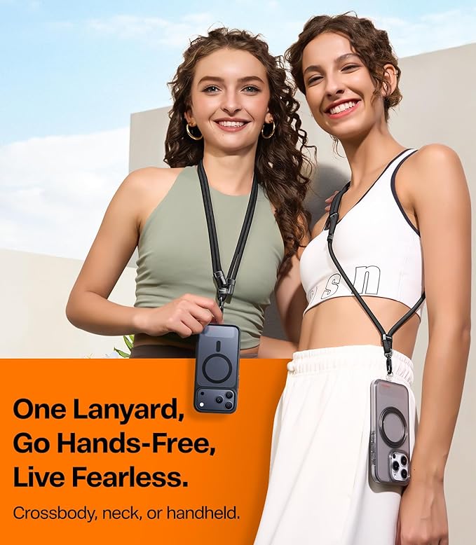 TORRAS Phone Lanyard Crossbody with 2 Phone Tabs, Adjustable Anti Theft Strap for All Cellphone, Premium Metal Buckles, Skin-Friendly, Universal Cellphone Neck lanyard for Travel Essentials, Beige