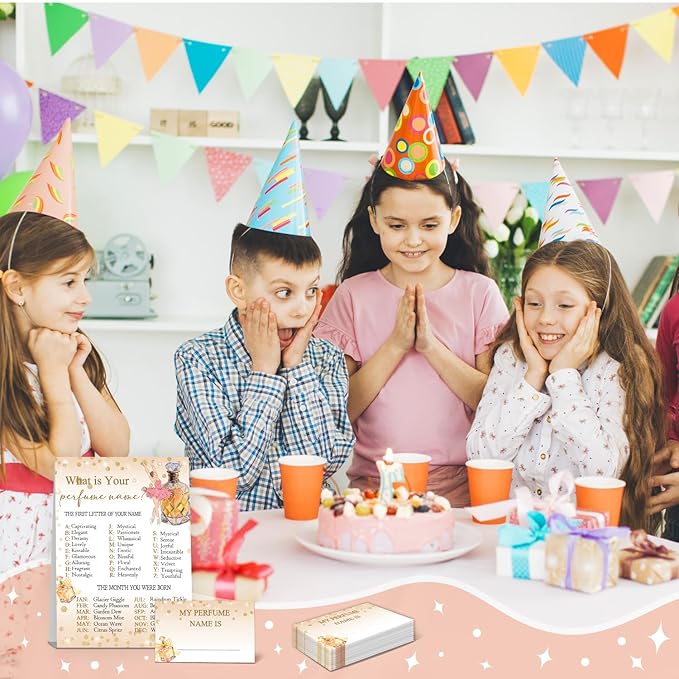Spa Party Decorations, Perfumes Theme Birthday Party Decoration, Perfume Birthday Activity Sign for Boys Girls,Kids Activity Cards, What's Your Perfume Name Game