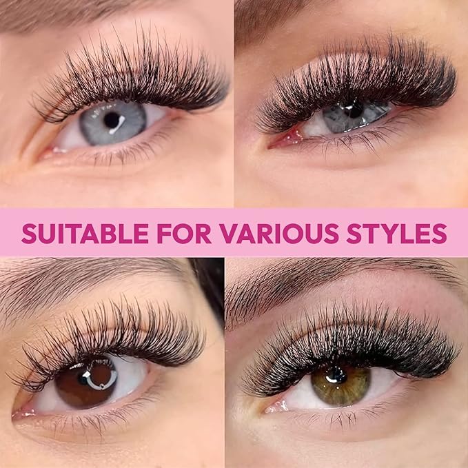 Eyesy Lash 500 Promade Fans - Volume Premade Lash Fans for Eyelash Extensions Pointy Base Handmade Loose Pre Made Eyelashes Middle Stem Soft and Lightweight (14D 0.03 C 15mm)