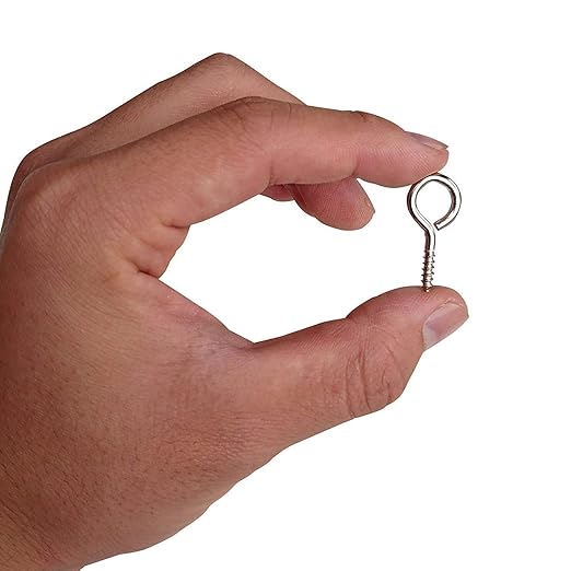 60pc Silver Zinc Plated Metal Cup Hooks, 1.03 Inch Eye Shape Screw Hooks