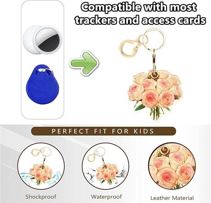 Leather Keychain Holder Case Compatible with AirTag,Cute Protective Apple Air Tag Cover with Keychain Ring,Anti-Scratch Finder GPS Tracker Case for Wallet Keys,Bag,Pets(Figure 7)