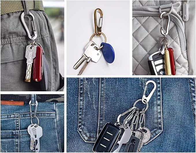 dophee 2Pcs Brass Keychain Carabiner Clip, Spring Snap Hook Clasp Keyring Pendant for Backpack Fishing Camping Hiking Dog Chain