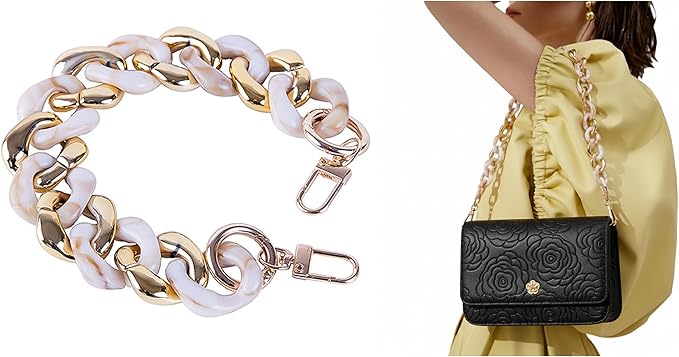 Acrylic Resin Chain Purse Strap 11.8IN Chunky Purse Transparent Chainn DIY Acrylic Bag Chain (light yellow white)