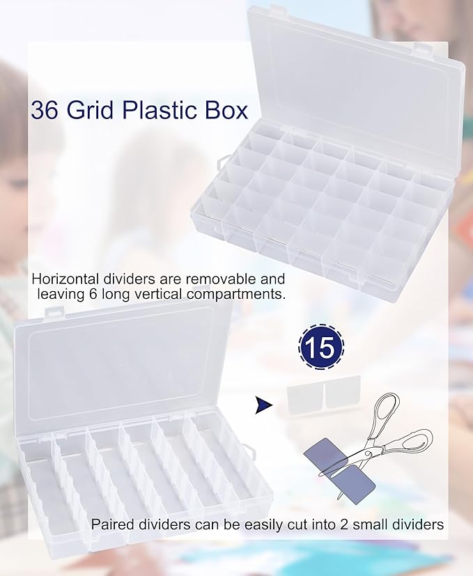8 PCS 36 Grids Bead Organizer Box Plastic Box Clear Box Organizer 3600 Tackle Box Organizer Bead Containers Plastic Organizer Compartment Organizer Box Jewelry Earring Organizer (8 Pcs)