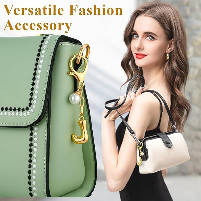 VICKHU Gold Plated Bubble Initial Letter Cute Keychain for Women Car Key Purse Decorative Keyring Handbag Charms Fashion