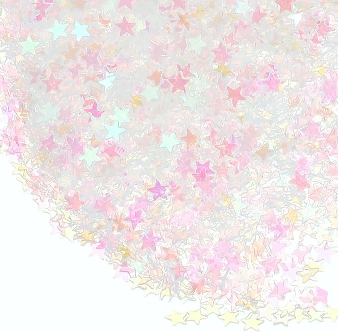 uxcell 1.94oz(55g) Star Glitter Confetti, 3mm Art Craft Glitter Holographic Sequins Table Confetti Laser Sequins for Crafts DIY Nail and Party Wedding Festival Decoration, Clear White