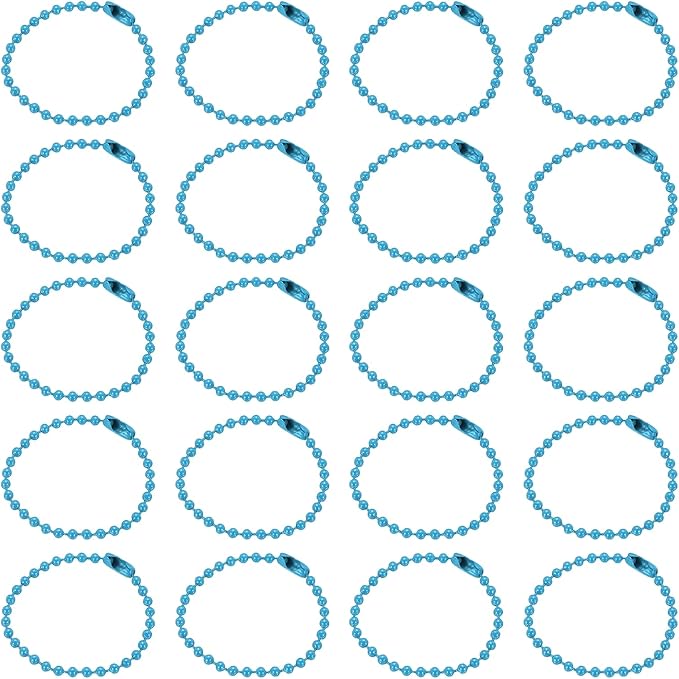 MECCANIXITY 30Pcs 5 Inch Ball Bead Chain, Metal Ball Chain with Connectors for Keychain Hanging Ornament Tag Jewelry Necklace Christmas Decoration,Light Blue
