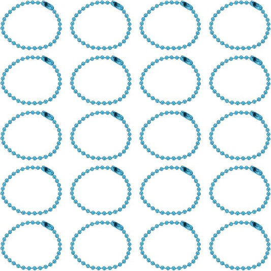 MECCANIXITY 30Pcs 5 Inch Ball Bead Chain, Metal Ball Chain with Connectors for Keychain Hanging Ornament Tag Jewelry Necklace Christmas Decoration,Light Blue