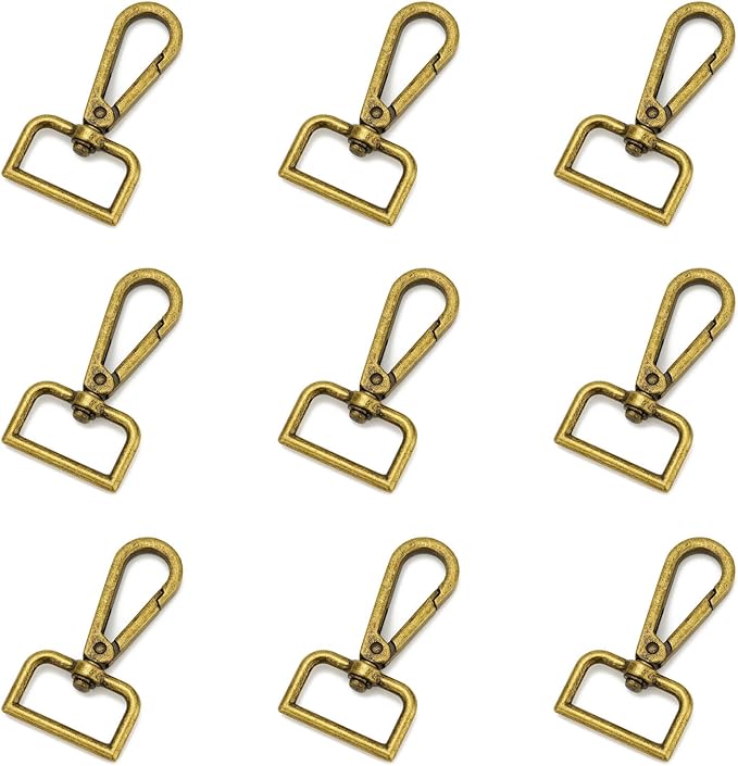 9 Pcs D Ring Swivel Lobster Claw Clasp Push Gate Snap Hooks Trigger Clips for DIY Crafts Keychain Purse Handbag Making,1 Inch Bronze