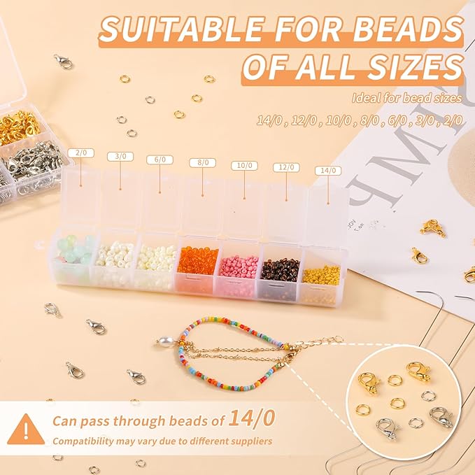 GarfxG Beading Needles Set Includes 4 Pcs Beading Spinning Needles, 100 Pcs Lobster Clasps and 800 Pcs Closed Loops, Beading and Sequin Embroidery Handmade DIY