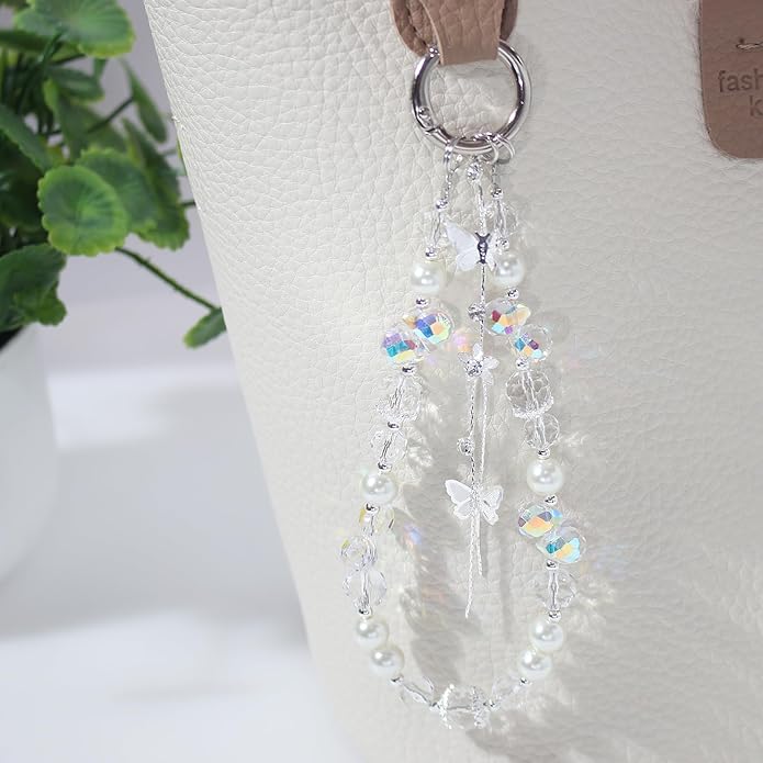 Beaded Phone Wrist Strap,Crystal Keychain Wristlet,Camera Strap Wrist,Cute Phone Chain Wristlet Purse Bag Charms