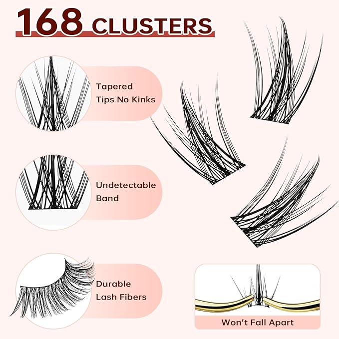 JOLIETIFY DIY Lash Extension Kit, Soft Manga Style, Faux Mink Cluster Lashes 8-16mm, Waterproof Bond & Seal, Reusable Individual Lashes, Eyelash Tweezers & Remover, Easy Application for Beginners