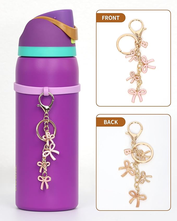 Bow Purse Charms Keychain - Pink Bow Alphabet Letter Key Chain, Bag Charms Wallet