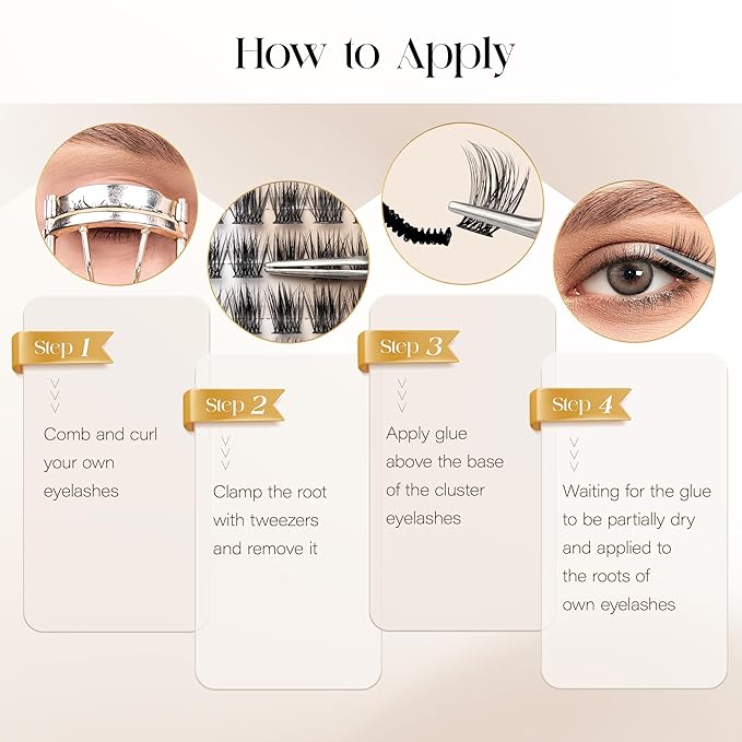 BEFER Lash Clusters, 72 Pcs D Curl Eyelash Super Fluffy Lightweight Individual Lashes 8-16MM Cluster Eyelash Extensions DIY At Home(Serenity,FD27)