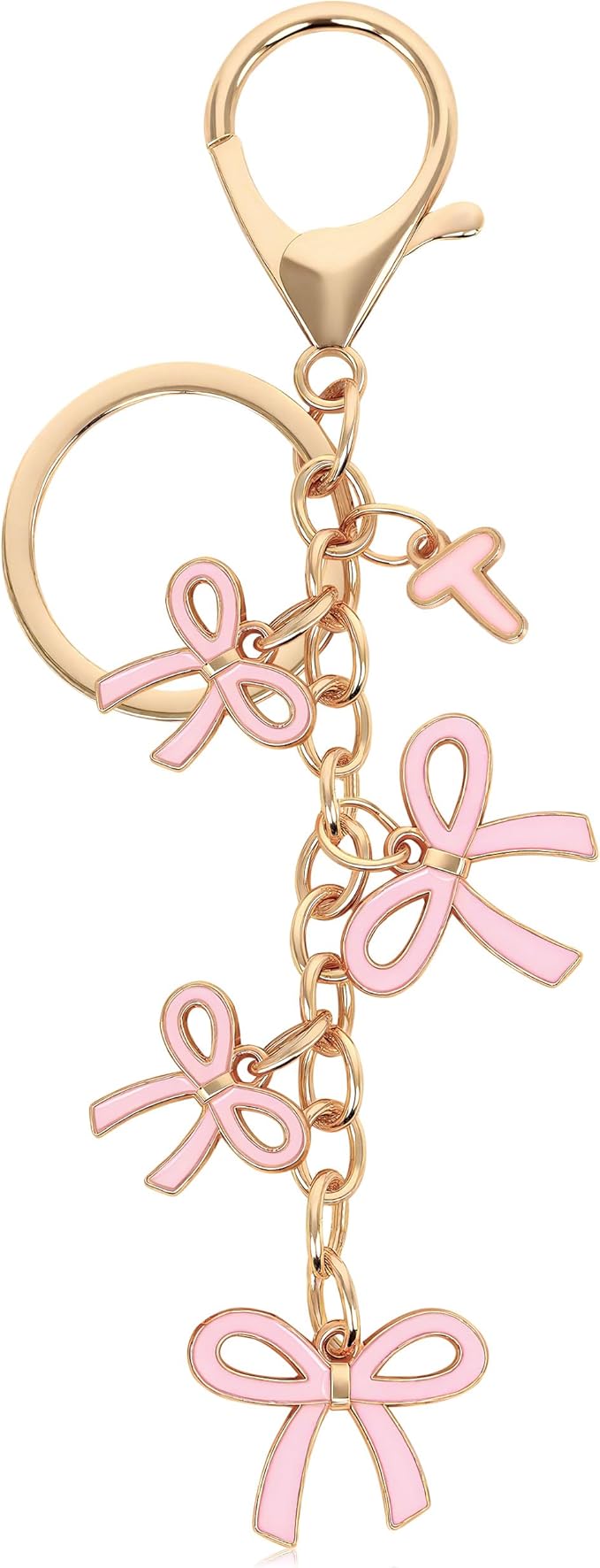 Bow Purse Charms Keychain - Pink Bow Alphabet Letter Key Chain, Bag Charms Wallet