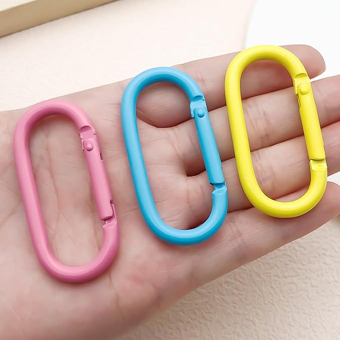 16 Pcs Oval Carabiners Keychain Clip, Cute Track Shape Carabiner Clip, Aluminum Carabiners, Versatile Keychain Clip for Keychains, Water Bottle Holders, Dog Leashes, and More