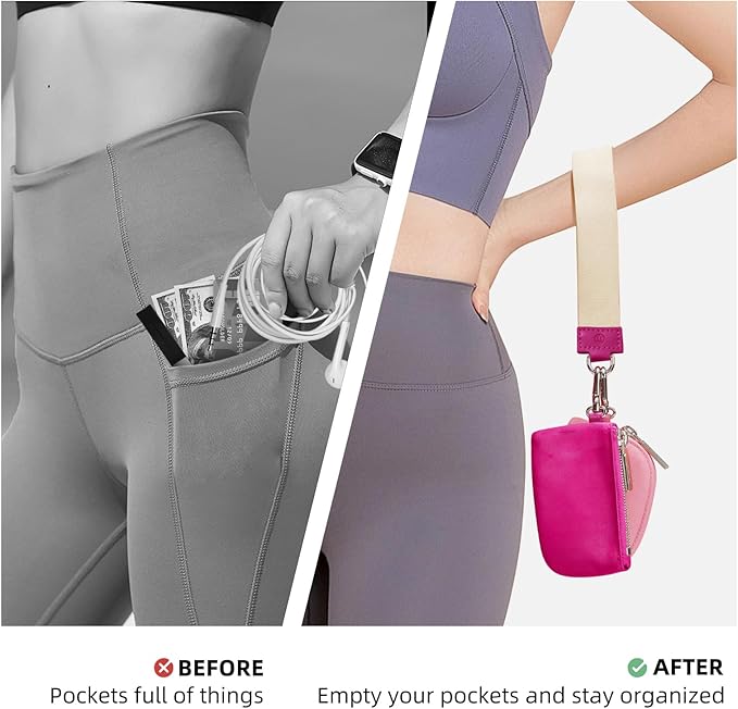 Keychain Wallet Mini Zip Around Wristlet Wallets for Women Detachable Dual Pouch Wristlet Portable Coin Purse Small Wallets
