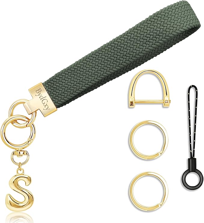 Stretchy Wristlet Initial Keychain, Key Chains Women Cute with Keyring, Llaveros para Mujer, Car Key Accessories