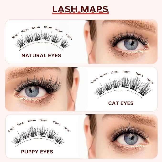 JOLIETIFY Lash Extension Kit, Natural Style, Spiky Wispy Faux Mink 8-16mm Clusters, Medium Glam Look, Soft & Fluffy, Individual Lashes with Waterproof Bond & Seal, Tweezers & Remover, Easy to Apply