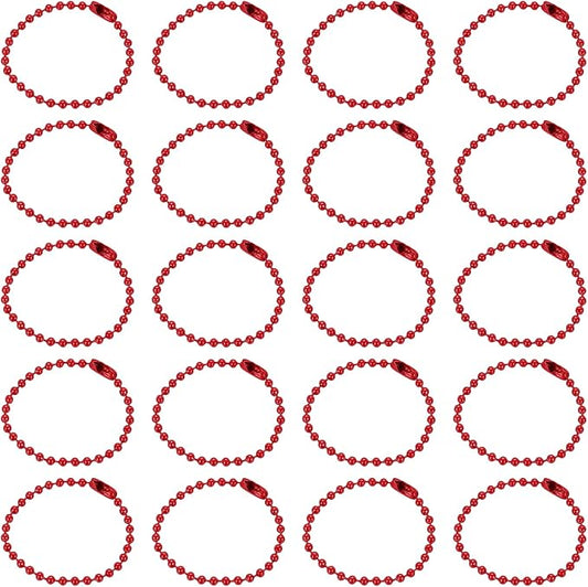 MECCANIXITY 30Pcs 5 Inch Ball Bead Chain, Metal Ball Chain with Connectors for Keychain Hanging Ornament Tag Jewelry Necklace Christmas Decoration,Red