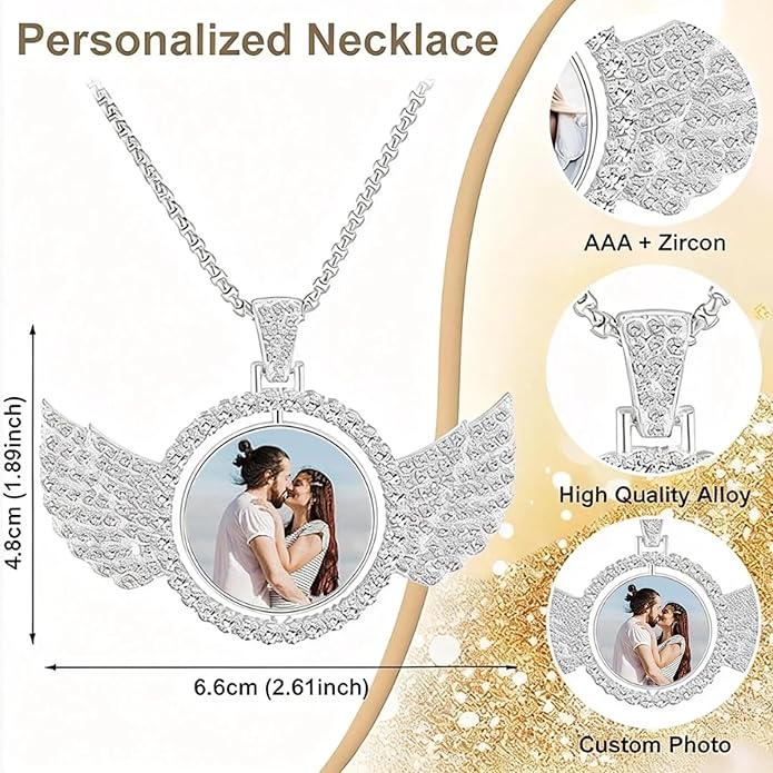CLYLIFE Picture Necklace Personalized Photo,Custom Disc/Heart Pendant for Men Women Dad Mom Customized Necklace with Chain Photos Memorial Gifts for Mother's Day, Birthday, Anniversary