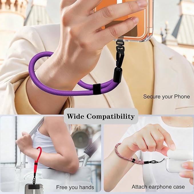 Phone Lanyard, 2 Pack Adjustable Cell Phone Lanyard Hand Phone Wrist Strap with Tether Tabs for Smartphones