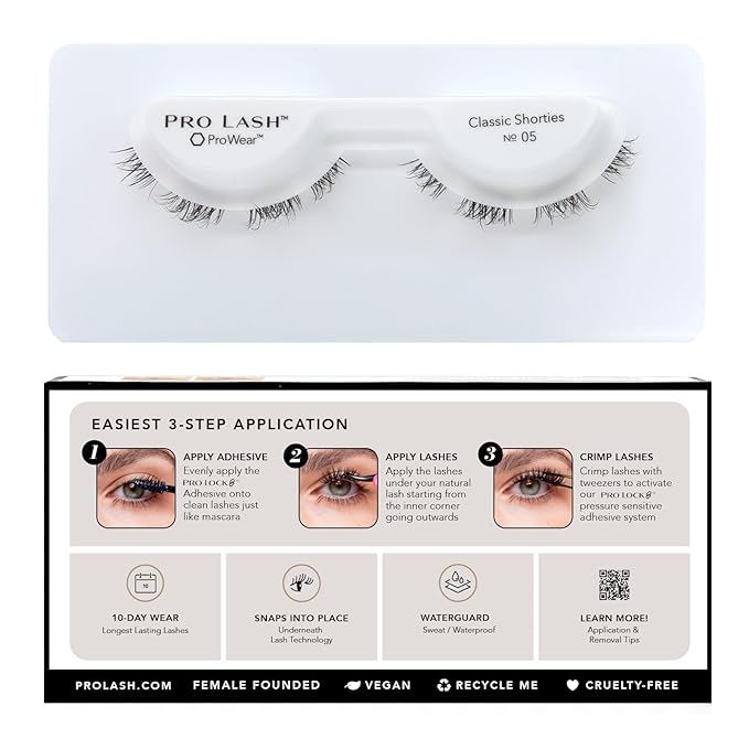 Pro Lash ProWear Professionally Styled Lash Clusters - Easiest to Apply Eyelash Cluster - 10 Day Eyelashes - Waterproof Lashes Clusters - Single Set - Classic Shorties No. 05 - Black