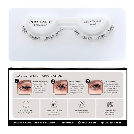 Pro Lash ProWear Professionally Styled Lash Clusters - Easiest to Apply Eyelash Cluster - 10 Day Eyelashes - Waterproof Lashes Clusters - Single Set - Classic Shorties No. 05 - Black