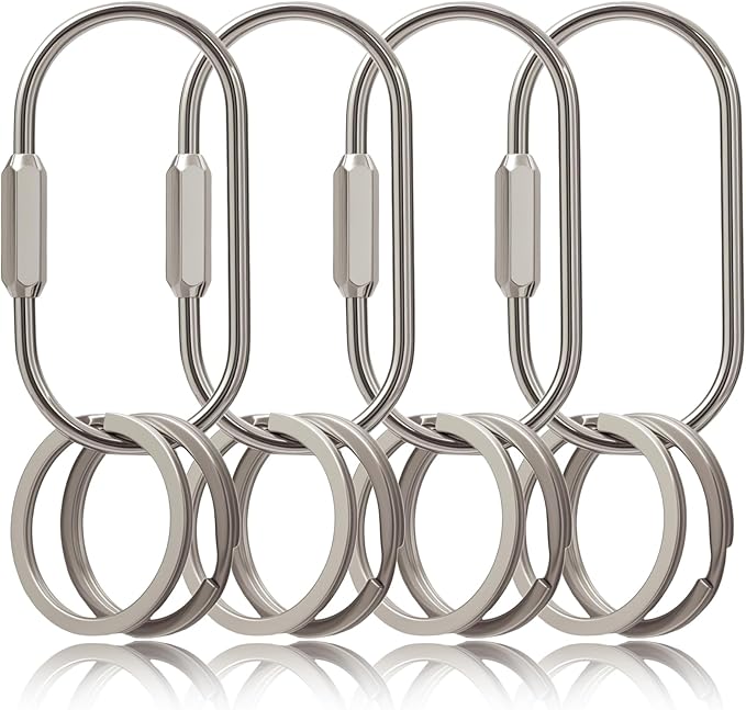 Locking Key Rings,Carabiner Keychain Clip for Keys,Purse Bag Charms Holder for Handbags,Screw Lock Key Organizer,Brass