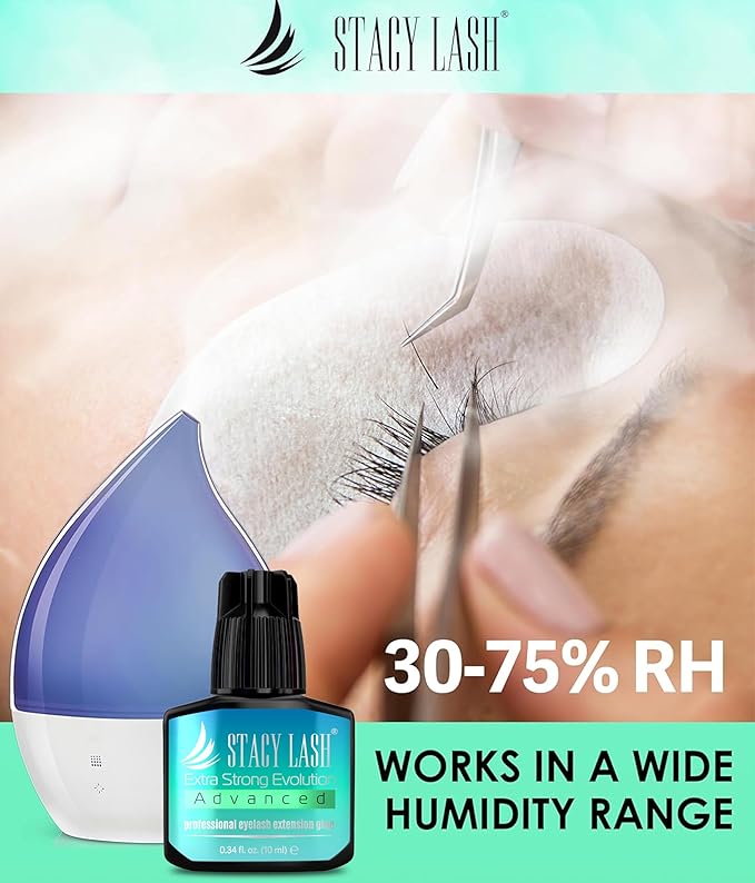 STACY LASH Extra Strong Evolution Advanced Eyelash Extension Glue (0.34fl.oz/10ml)/ 1Sec Dry /6Weeks Retention/Black Adhesive/Professional Supplies