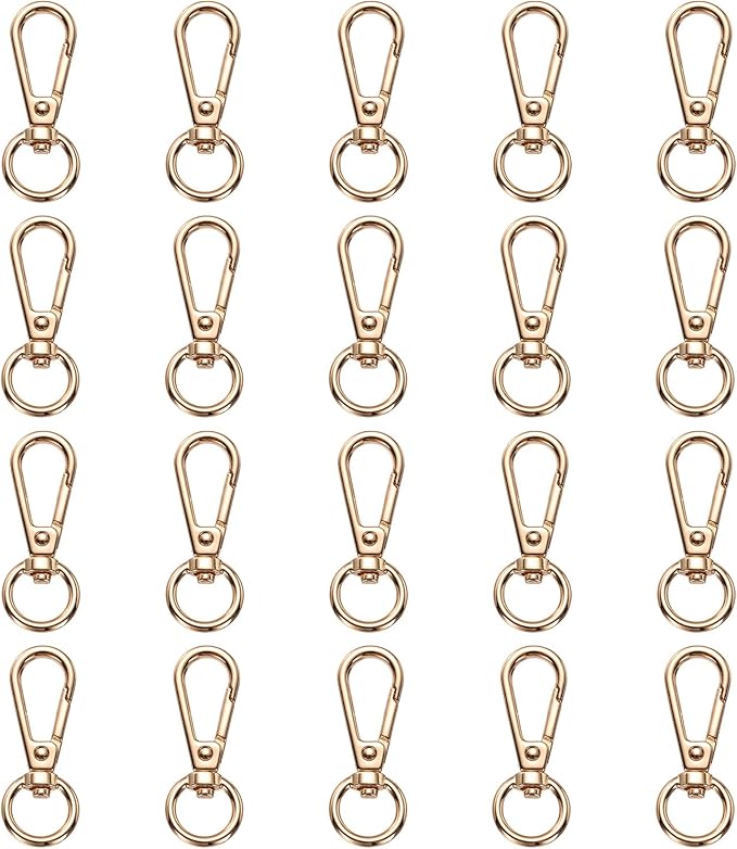 PATIKIL Swivel Lobster Claw Clasps 20pcs Push Gate Snap Hook Metal Trigger Clip Purse Hardware for Keychains Purse Handbag Makings DIY Crafts, Gold