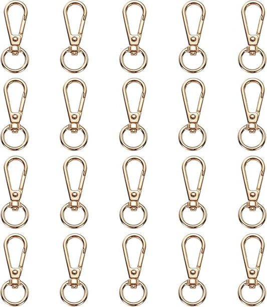 PATIKIL Swivel Lobster Claw Clasps 20pcs Push Gate Snap Hook Metal Trigger Clip Purse Hardware for Keychains Purse Handbag Makings DIY Crafts, Gold