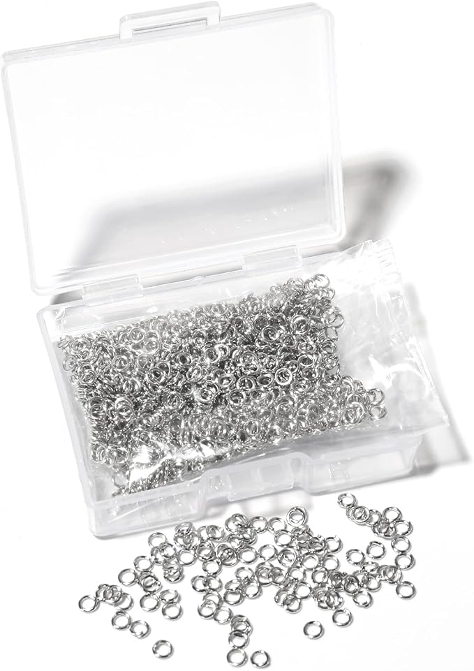 1000 Pcs 3mm Open Jump Rings Rhodium Plated Jump Rings for Jewelry Making Iron Made Single Ring Bulk for DIY Craft Earring Necklace Bracelet Pendant Choker Jewelry Making Findings