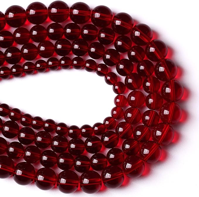 12MM 30PCS Garnet Red Glass Crystal Spacer Loose Beads for Jewelry Making DIY Bracelet 15 Inches 1 Strand