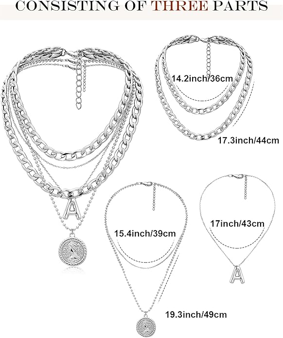 MJartoria Layered Necklaces for Women Trendy Balloon Initial Coin Pendant Necklace Dainty Chunky Chain Choker Necklaces Jewelry Birthday Gifts