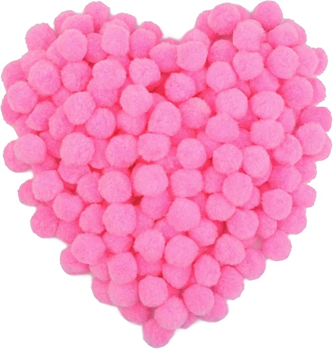 Morfen 150 Pcs Pink Craft Pom Poms, 1 Inch Fuzzy Pompom Puff Balls for DIY Arts, Crafts Projects, Home Decorations