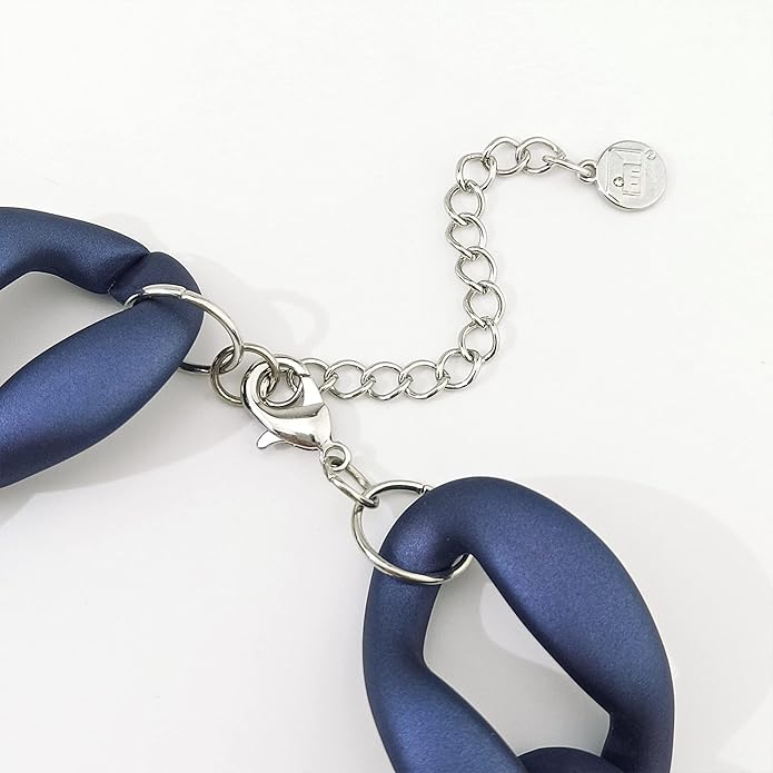 Firstmeet Chunky Acrylic Necklace Smooth Chain Link Cool Statement Choker Cuban Style Jewelry Gift for Women