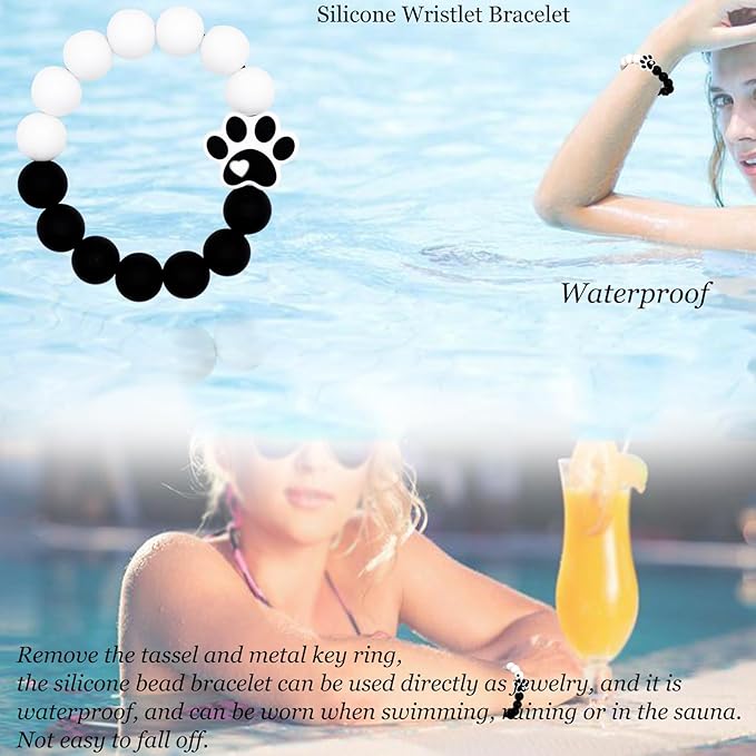BIHRTC Key Ring Bracelet Car Keychain Holder Wristlet Silicone Women Beaded Bangle Chains