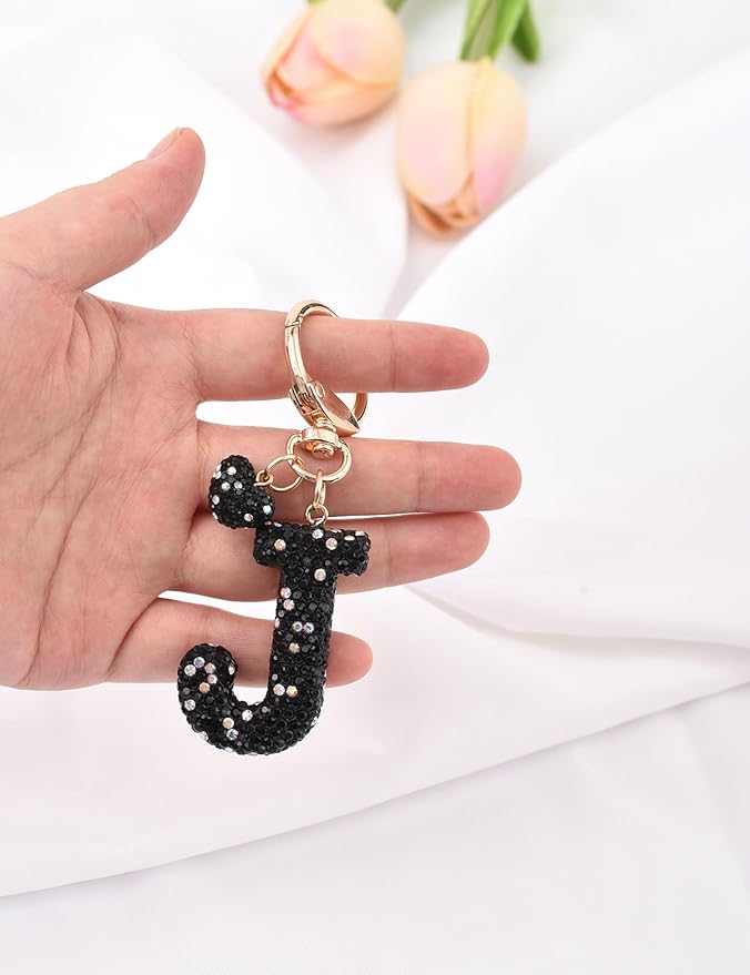 Initial Keychain for Women Girls,Bling Letter Key chain Initial with Heart,Pink Keychain Charms for Backpack Handbag