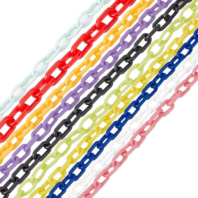 SUNNYCLUE Colorful Jewelry Chain Plastic Chains Links ABS Acrylic Cable Curb Chain Bird Toys Chains for Jewelry Making Chain