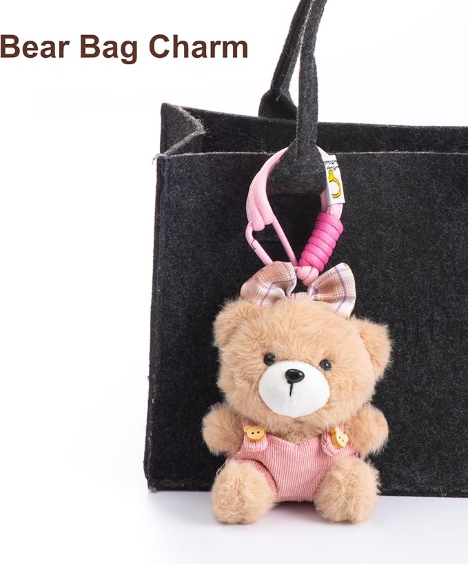 Cute Key Chain Plush Bear Bag Charm Teddy Bear Keychain Gift For Handbag,Purse, Backpack, Car Keys
