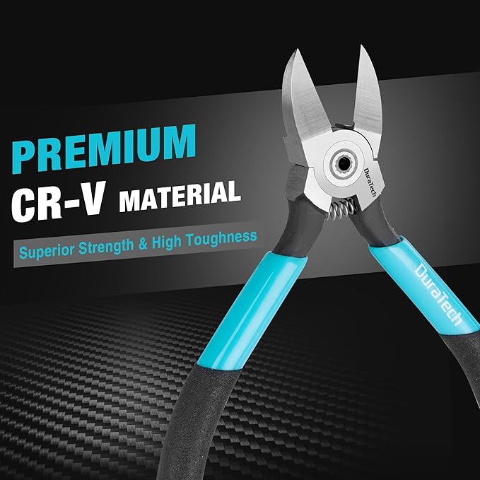 DURATECH 5-Inch Professional Wire Cutter, Wire Snips with CNC Machined Edges, CR-V Thickened Flush Cutter, Ultra-Sharp Small Wire Cutters for Crafting, Electronics, Zip Ties, and Jewelry Making