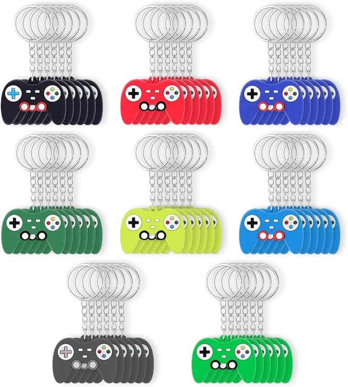 24PCS Video Game Party Favors, Mini Game Controller Keychains, Goodie Bags Keychain, Game Controller Theme Gift for Child Birthday Party, 8 Colors (48pcs)