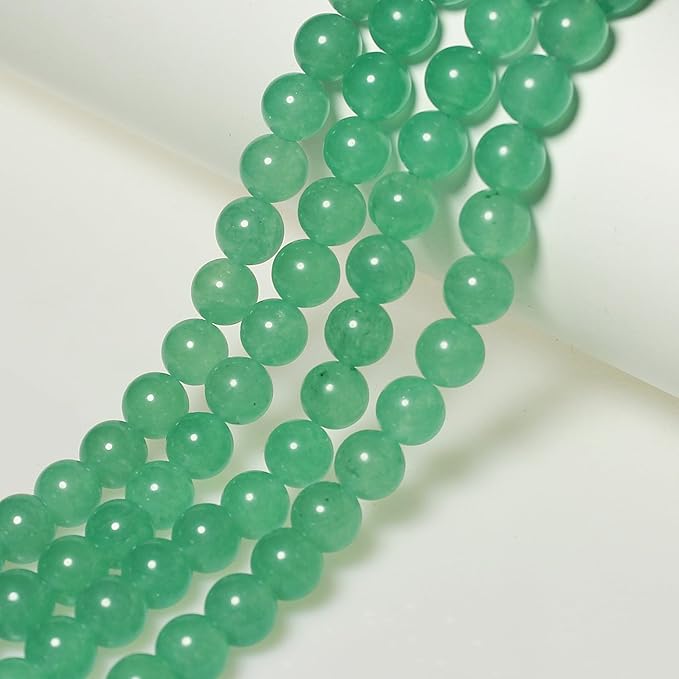 MJDCB Stone Beads 12mm 30pcs Round Aventurine Green Jade Loose Gemstone Bead Charms for Jewelry Making Bracelet Necklace Earring Pendant