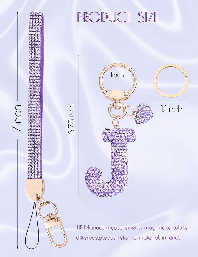 Initial Keychain for Women Girls,Bling Letter Key chain Initial with Heart,Pink Keychain Charms for Backpack Handbag